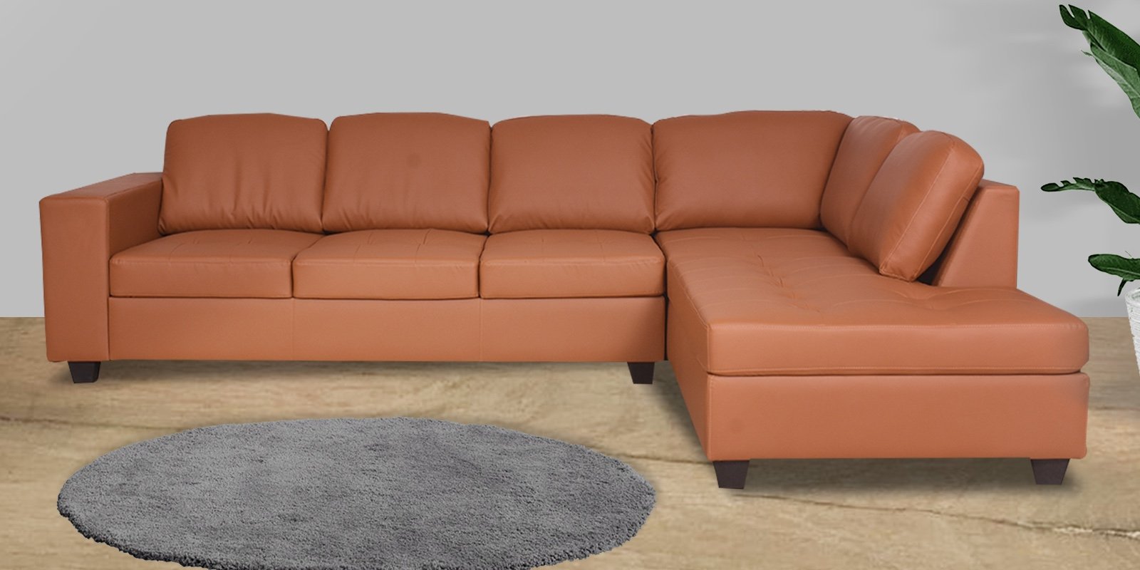 Urel LHS 3 Seater Sectional Sofa in Tan Colour